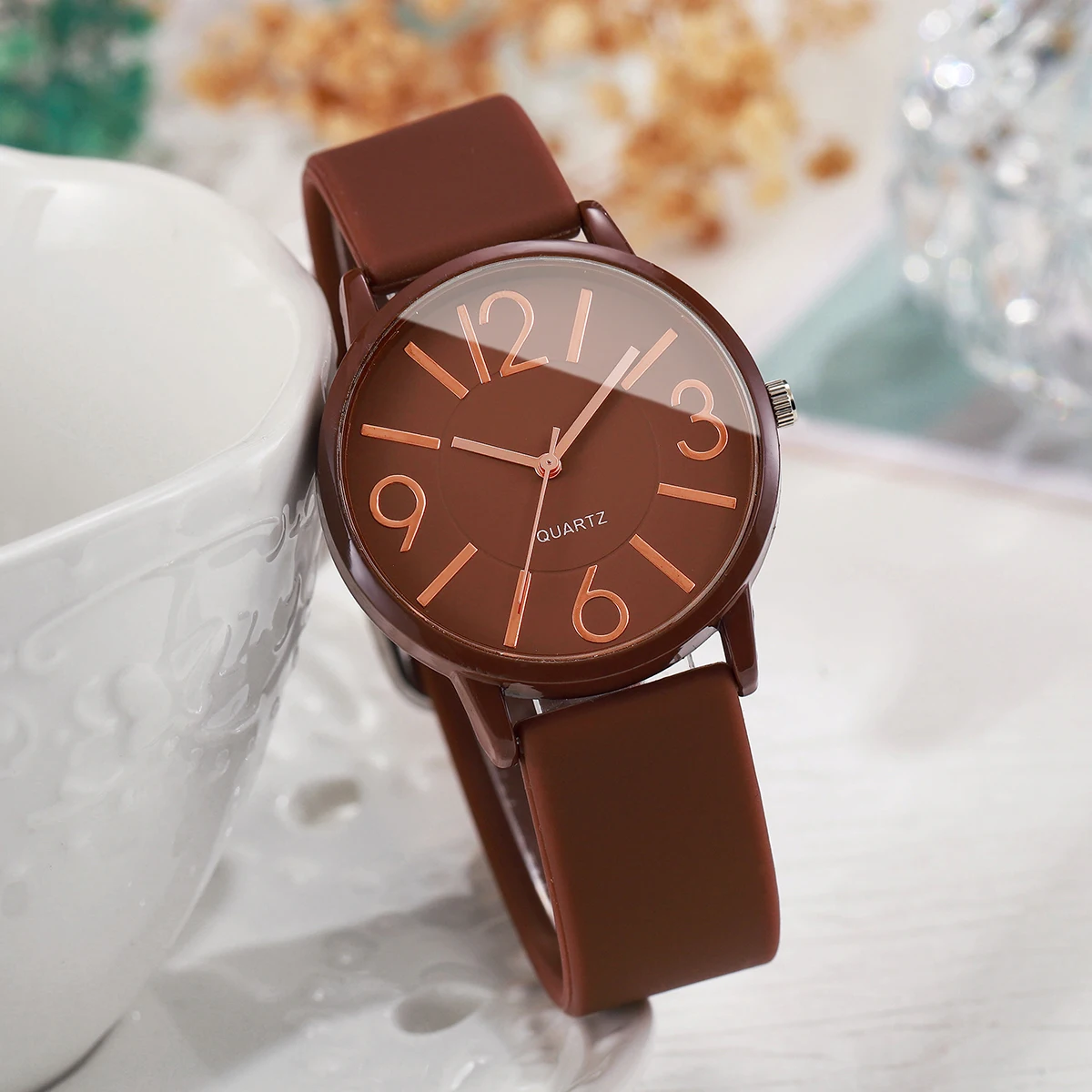 Fashion Arabic Dial Women's Quartz Watch Minimalist Silicone Strap Casual Wristwatch for Girls Students Reloj Mujer image 3
