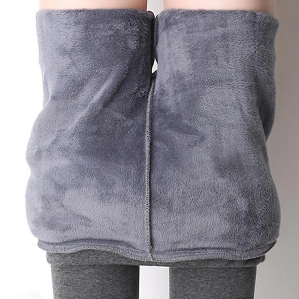 Women Winter Pants Fake Two-piece Thickened Plush Elastic High Waist Slim Fit Pleated Skirt Pants Thermal Thigh Leggings Tights