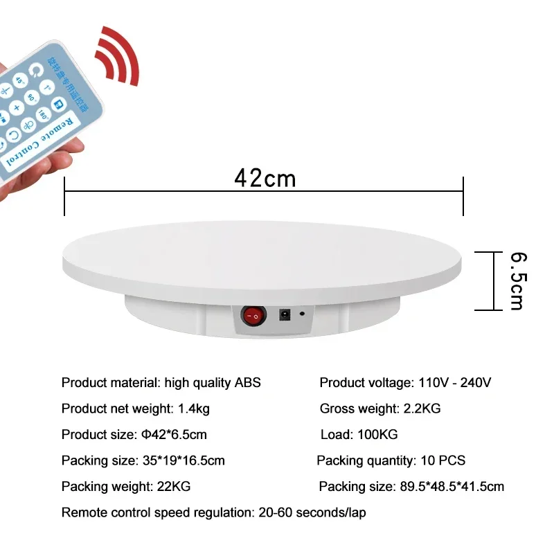 TOCADISCOS de alta calidad para fotografía, soporte de exhibición giratorio 360, de velocidad ajustable OEM, 22cm/30cm/42cm/60cm