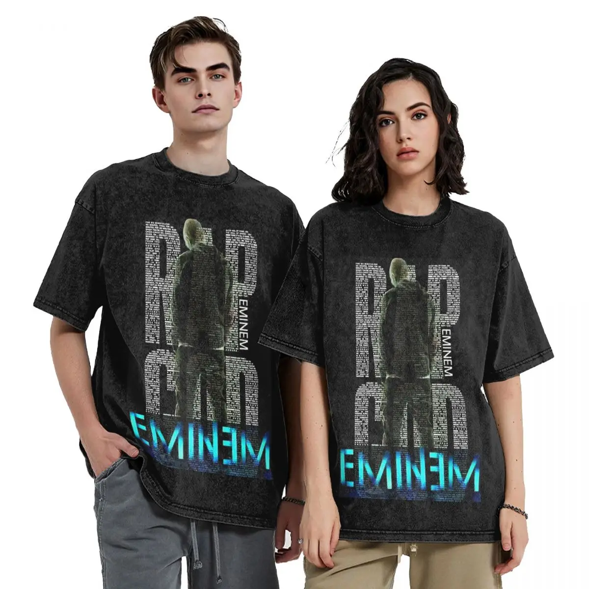 

Rap God Eminem Hip Hop Short Sleeve T-Shirts Washed Tops Tees Streetwear T Shirt Vintage for Men Women