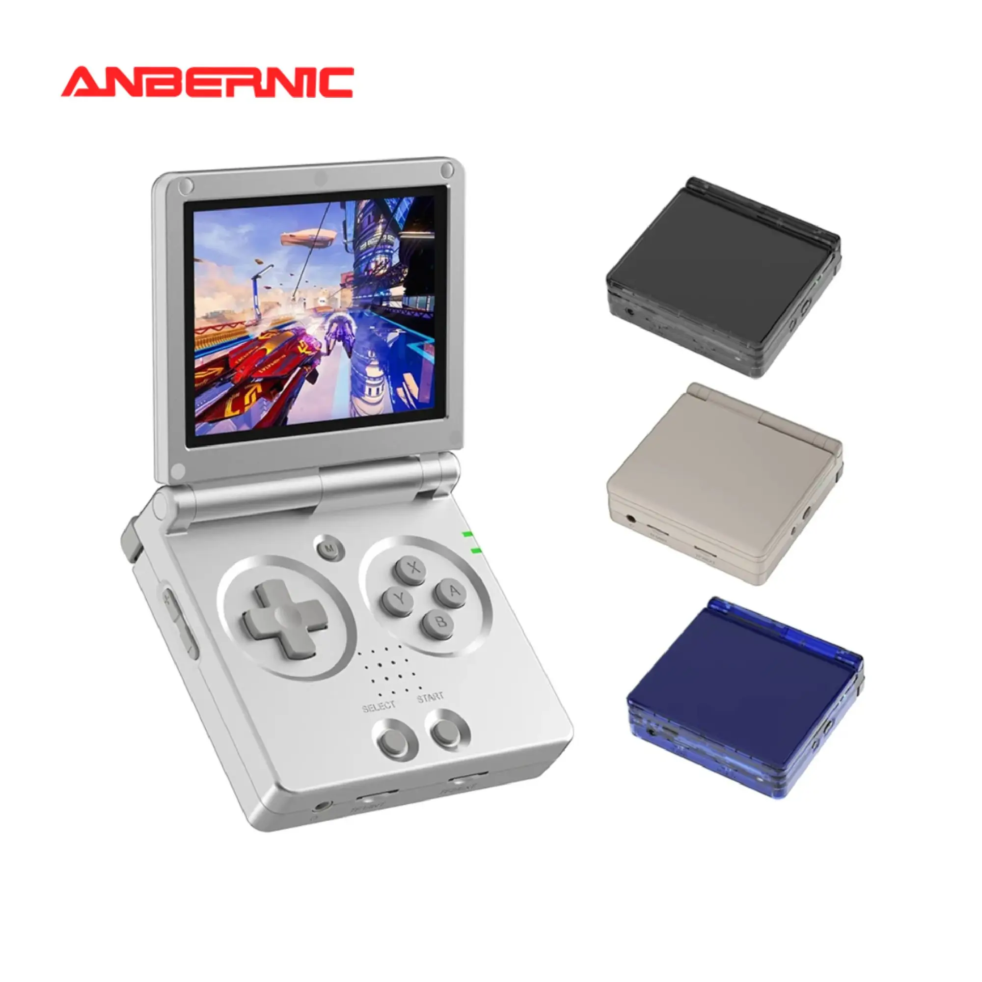 64GB Silver Linux System RG35XXSP Anbernic Retro Game Console Handheld Flip Videogames Pre-install Games