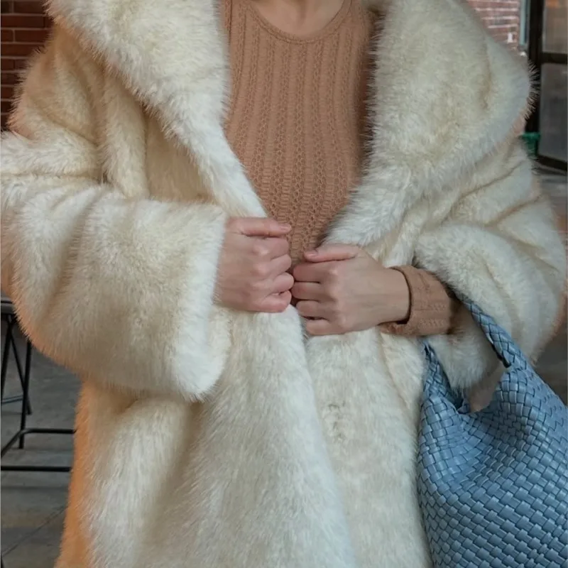 

Осенне-зимние утепленные меховые пушистые шикарные длинные куртки с отложными лацканами, верхняя одежда, новинка 2025 года, винтажные короткие мягкие куртки из искусственного меха