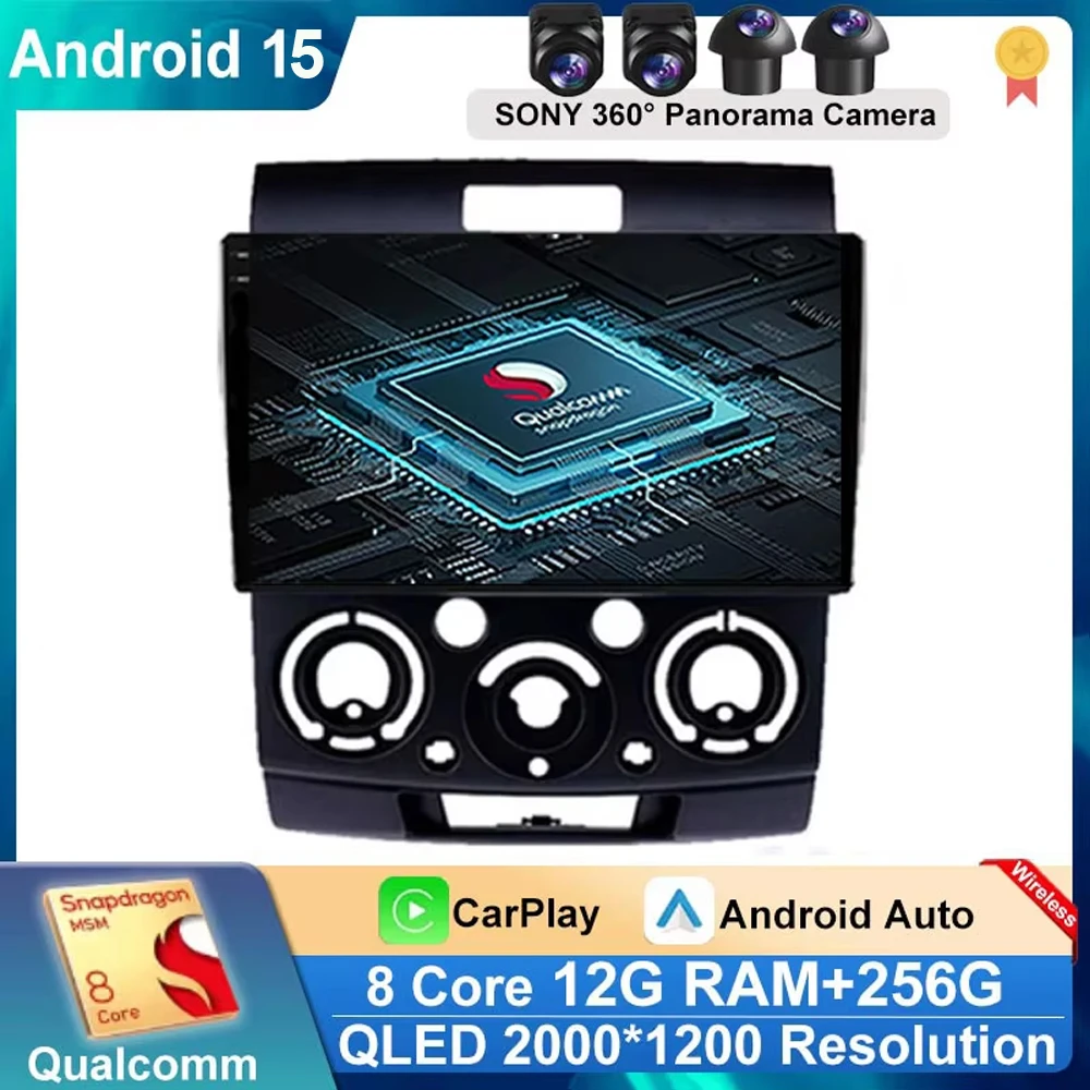 

Android 15 для Ford Everest Ranger Mazda BT50 BT-50 2006 2007-2011 Автомобильный радиоприемник carplay 360 камера GPS Мультимедийный видеоплеер