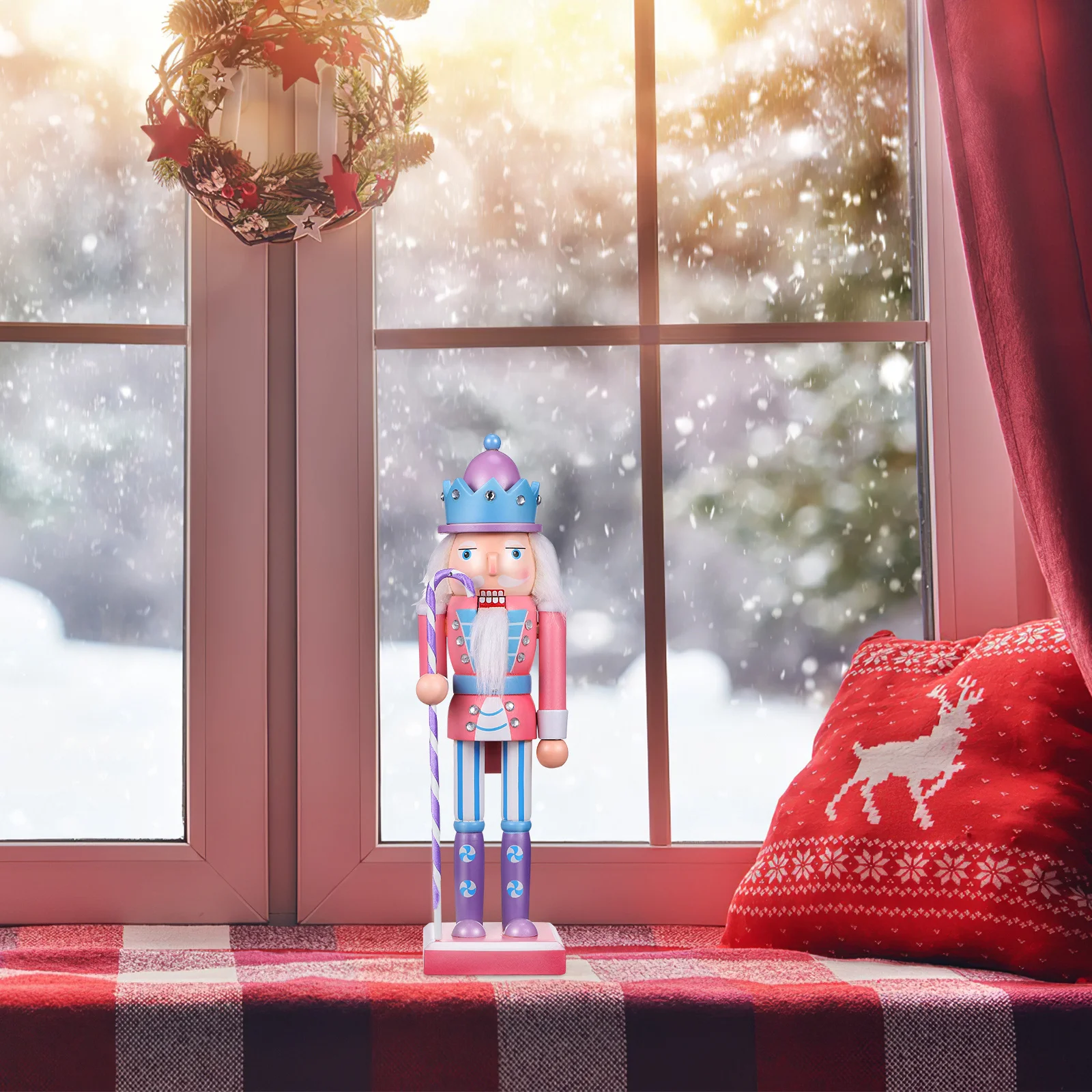 

1pcs Wooden Nutcracker Soldier Christmas Decoration Figure Classic Desktop Ornament Holiday Home Party Table Decor Gift