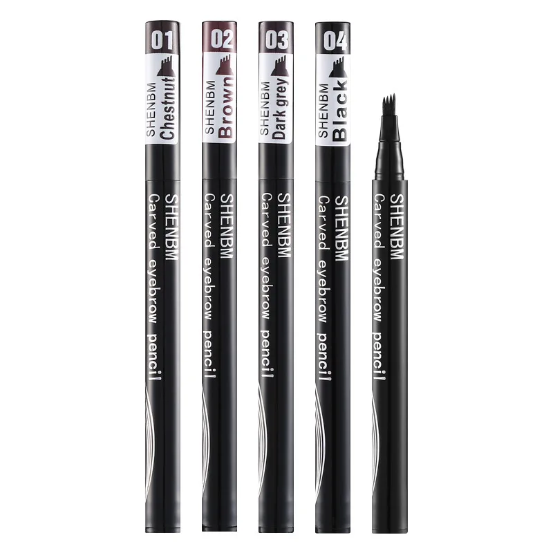 4 Gabel spitze Augenbrauen stift 4 Farben natürliches dunkelbraunes flüssiges Augenbrauen stift langlebiges wasserdichtes Mikroklingen-Brauenstift-Make-up