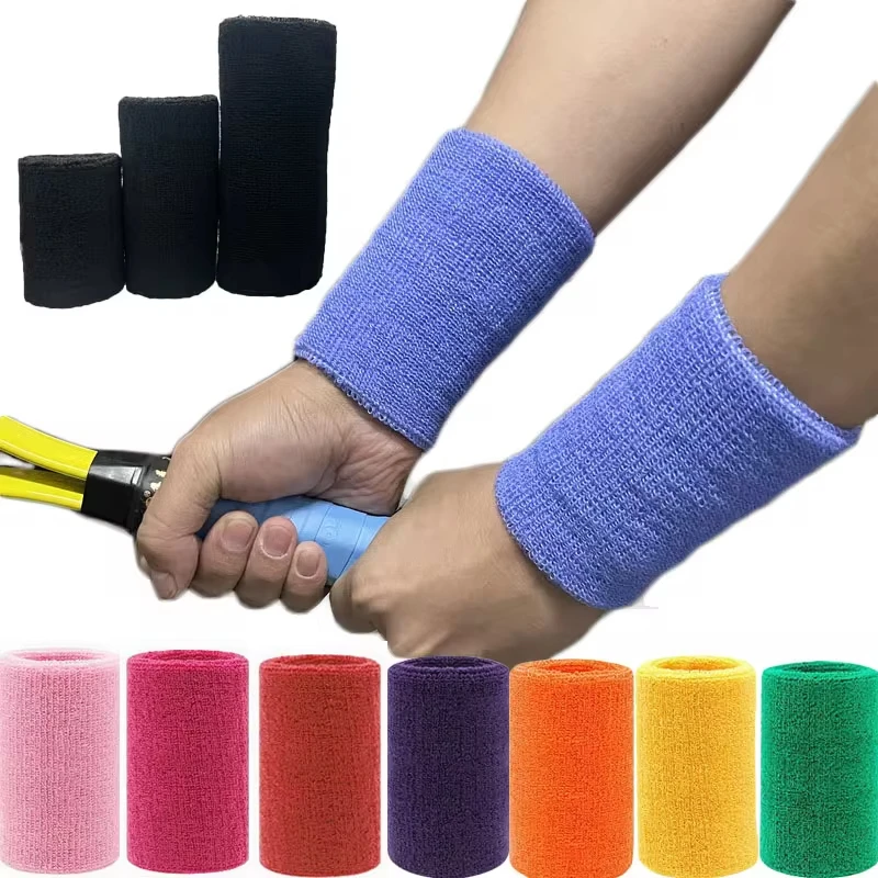 2Pcs Wrist Sweatband Tennis Sport Wristband Volleyball Gym Wrist Brace Support Sweat Band Towel Bracelet Protector 8 /11 /15 cm