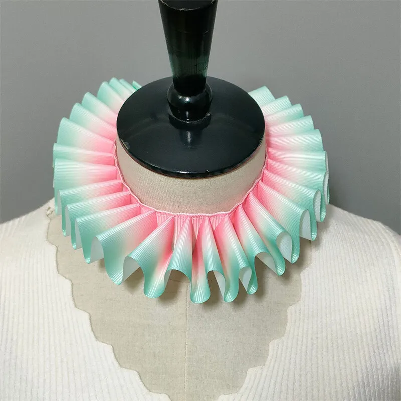 1pc 女性女の子ビクトリア朝エリザベス朝フリルネックカラーサテンピエロコスプレラフチョーカーハロウィンパーティーステージ衣装