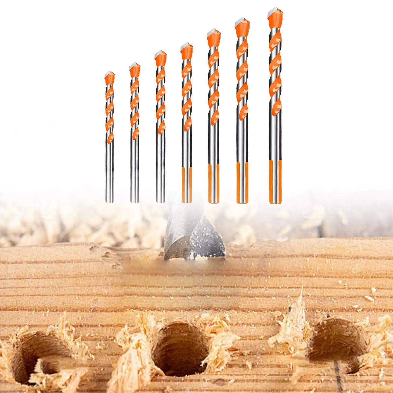 7x Drill Bits Multifunctional Concrete Drill Bit Kit for Tile Brick Concrete