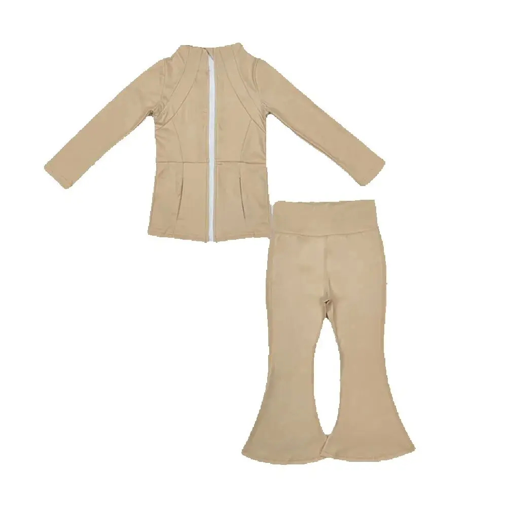 

Baby Girls Yellow Long Sleeve Zipper Yoga Top Yellow Flared Yoga Pants Set