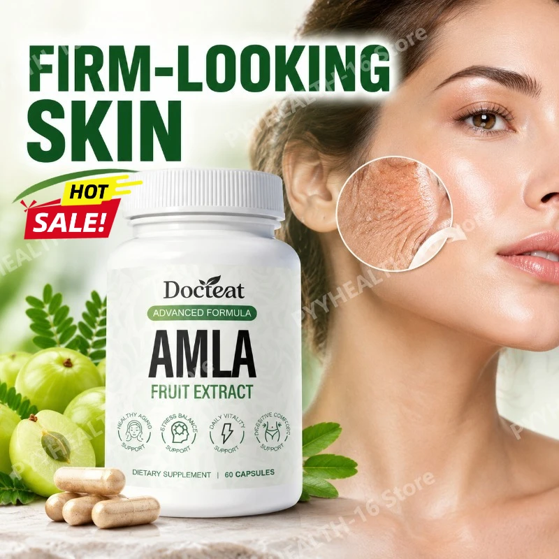Amla Fruit Extract Capsules Promote Firm-looking Skin Aids Stress Relief Immune Functionwith Vitamin C B3 CoQ10 PQQ,60 Capsules