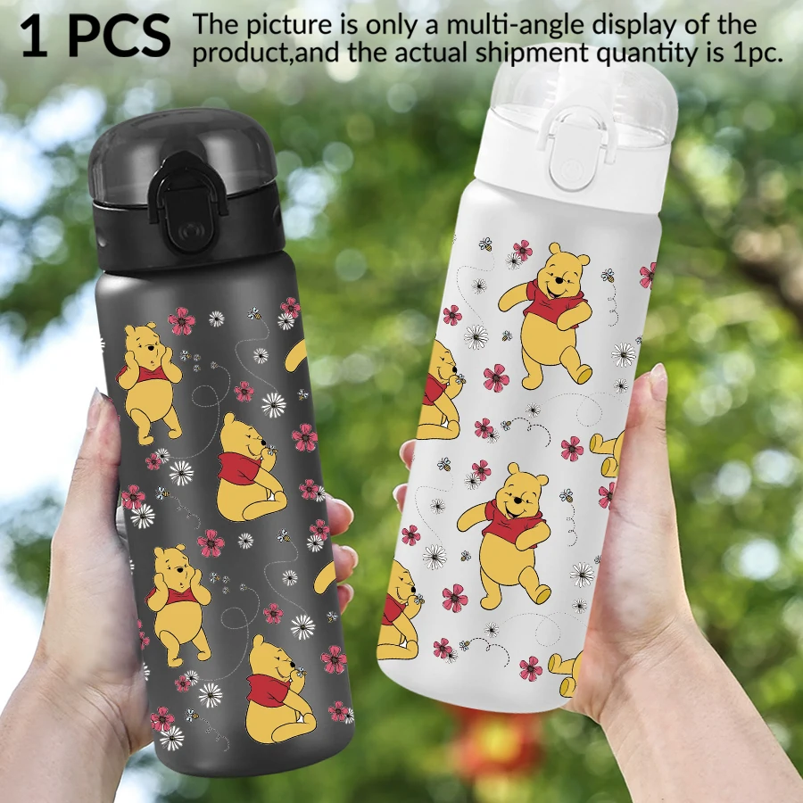1pc disney winnie the pooh flores padrão 26oz garrafa de água de plástico esportes ao ar livre copo de água aniversário/regresso a casa presente