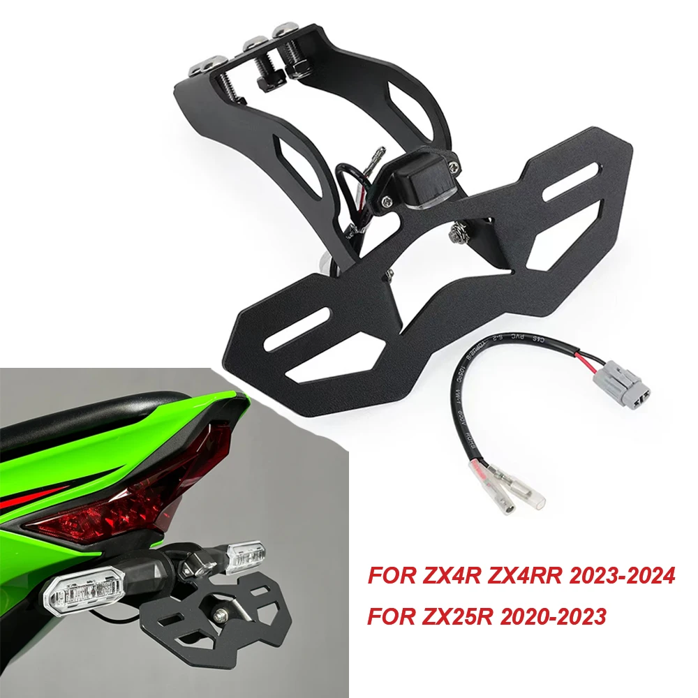 

Держатель номерного знака ZX4R ZX25R для KAWASAKI NINJA ZX 4R/4RR ZX-25R 2023 2024, кронштейн для заднего хода мотоцикла, светодиодный фонарь