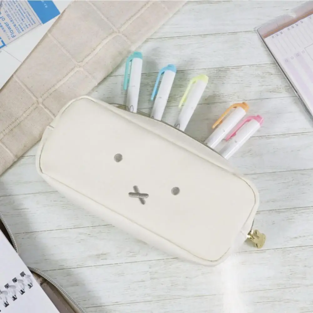 

Miffy storage bags pencil cases waterproof zipper pen cases simple stationery for primary secondary school students pu leather