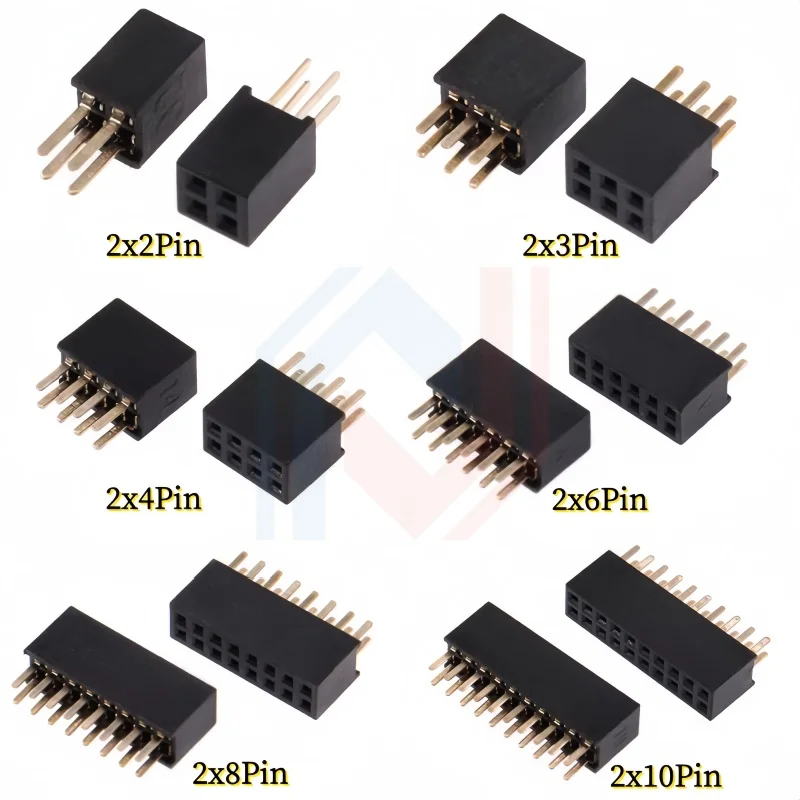 10PCS 1.27mm/2.0mm/2.54mm Pitch Strip Connector Socket 2x2Pin-4/6/8/10/12/14/16/20/40Pin  Double Row Straight Female Pin Header