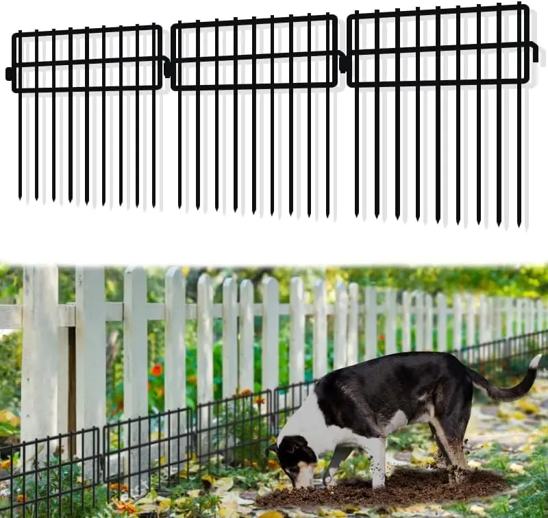 

32 Panels Animal Barrier Fence No Dig, 32ft(L) X 13in(H) 1.2in Gap Rabbit Fences Ground Defense Border Small Metal Fencing