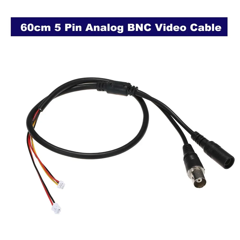 

2/5PCS/Lot 60cm 5 Pin Analog BNC Video Cable Power Lead Wire F Video & DC Jack Female Cord for Analog CCTV Camera PCB Board