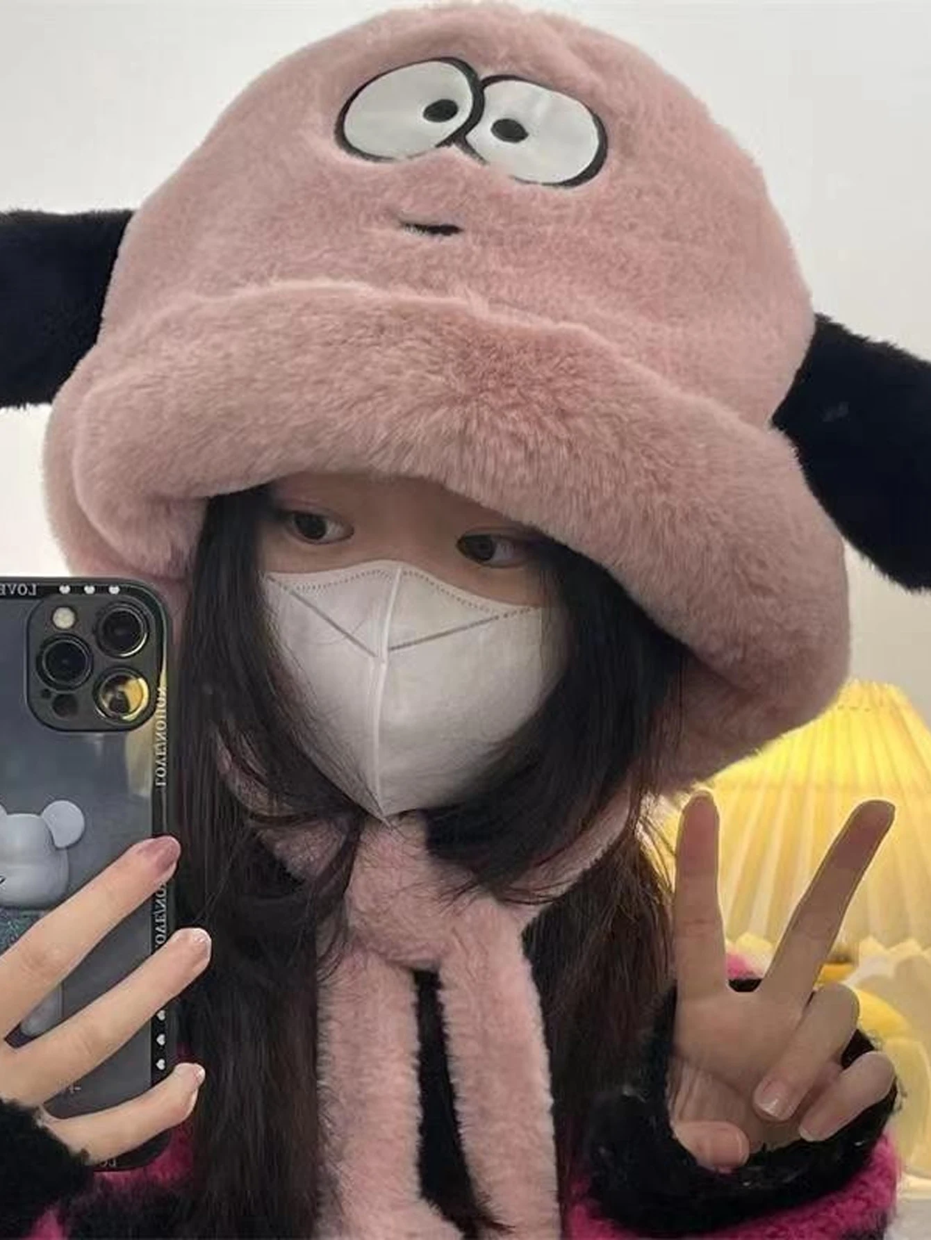 Autumn and Winter Women's Warm Plush Hat Versatile Cycling Dog Big Head Circumstance Cold resistant Lei Feng Hat