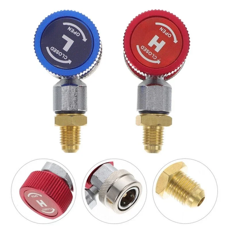 2Pcs Car Air Con Connector For A/C Manifold Gauge Adapter R1234yf Low/High Coupler Car Electrical Accessories