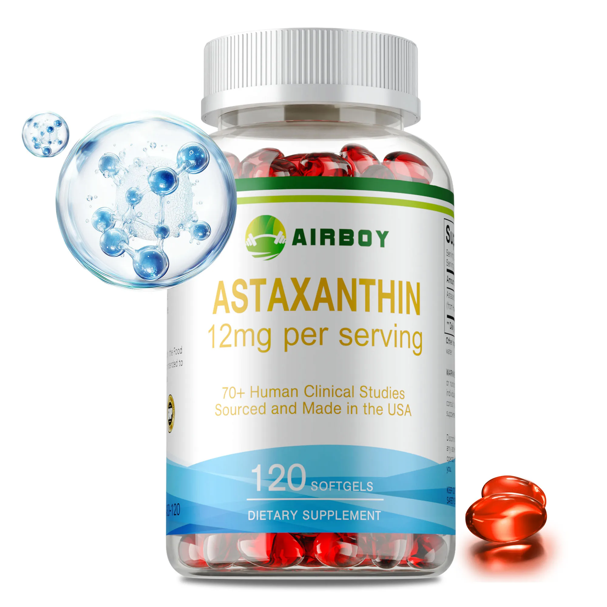 

Astaxanthin 12mg - Accelerates Metabolism, Antioxidant, Protects Eyesight, Promotes Skin, Heart & Cardiovascular Health