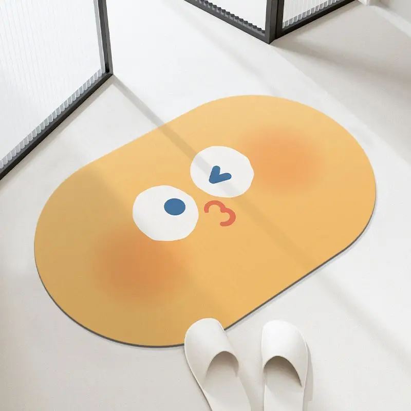 Cartoon Expression Diatomaceous Mud Bathroom Absorbent Quick Drying Foot Mat, Household Wear-resistant Bathroom Anti Slip Mat