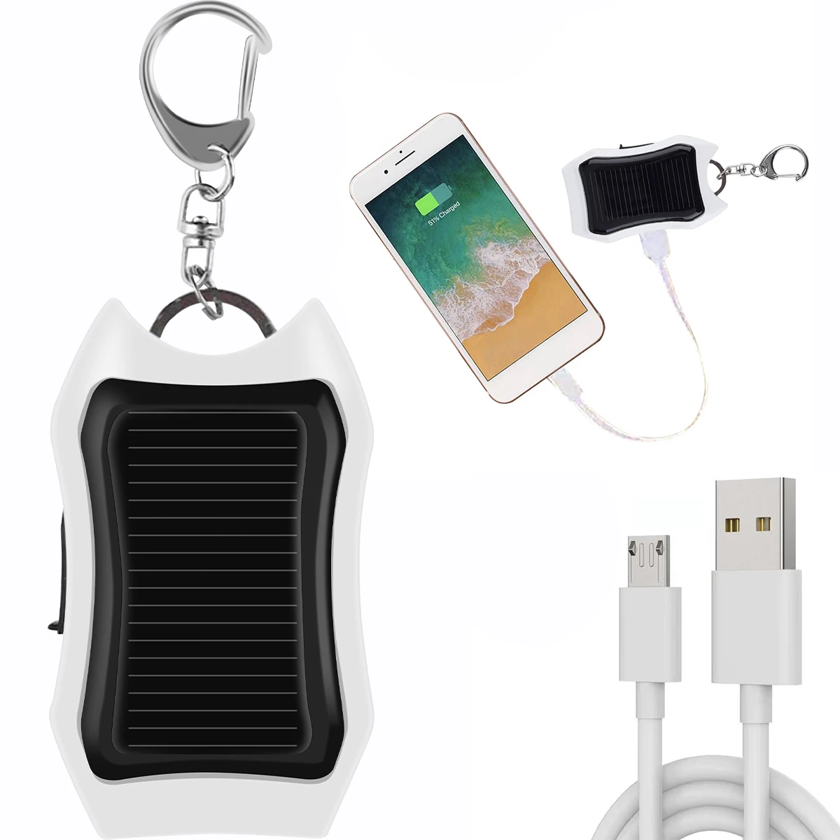 1200mAh Mini Solar Charger Keychain Solar Portable Battery Pack Fast Charging Player Tablet Cellphone Backup Power Bank Sistemle