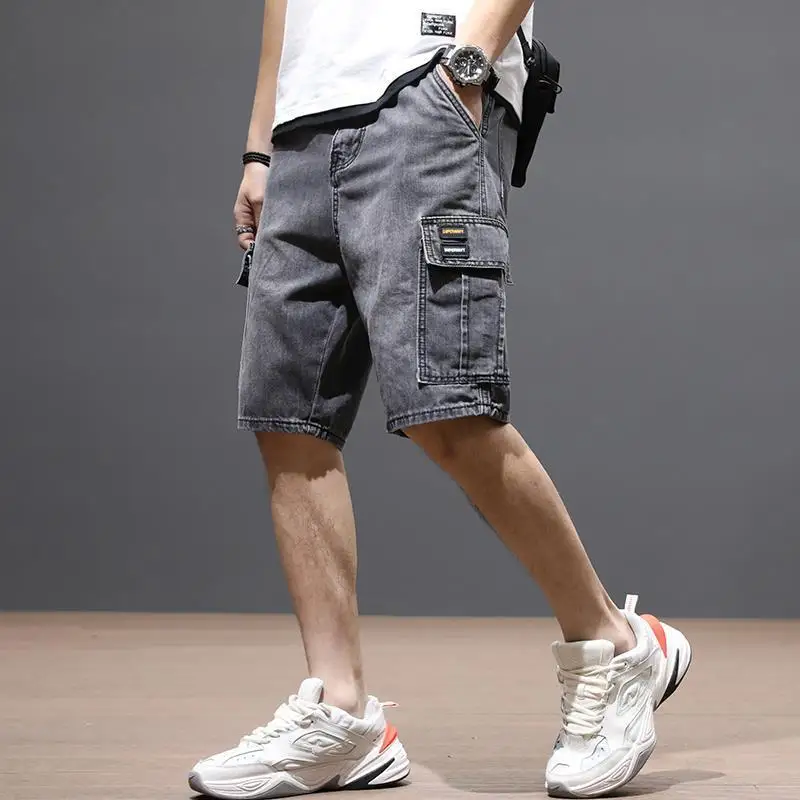 Streetwear Fashion Men Casual Cargo Shorts Elastic Waist Big Size Vintage Multiple Pockets Summer Essentials Male Sports Jorts