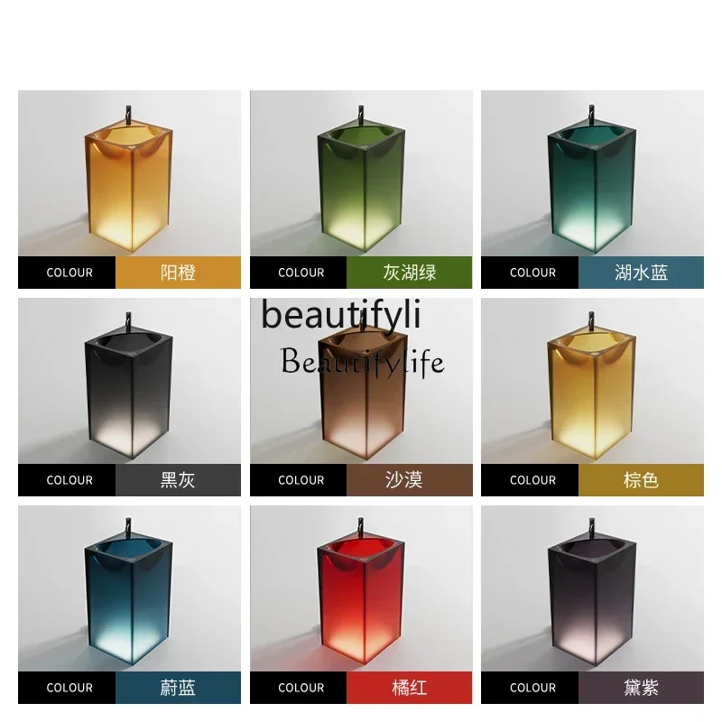 Column basin integrated floor-to-ceiling wash basin transparent resin hotel wash table customization