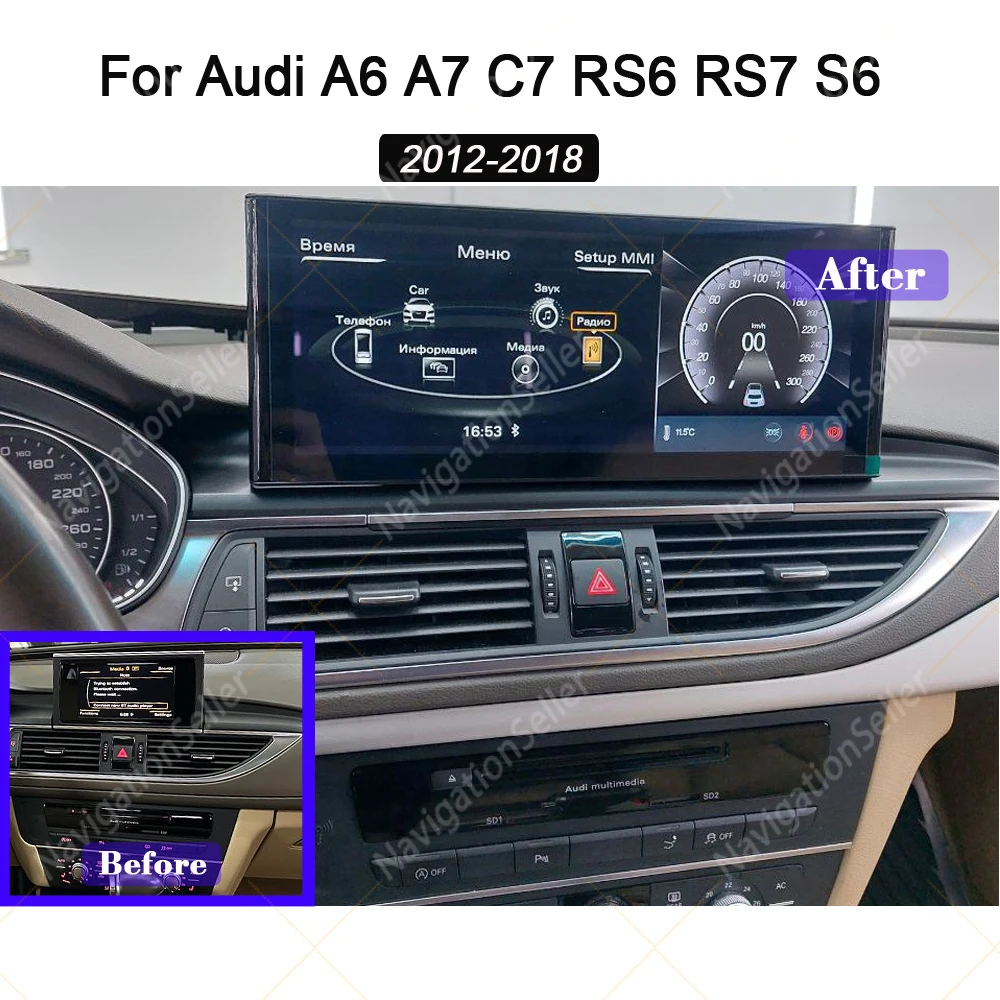 

Android Auto For Audi A6 A7 C7 RS6 RS7 S6 RMC MMI 2012-2018 Carplay Radio Screen Upgrade Multimedia Navigation Gps Head Unit DAB