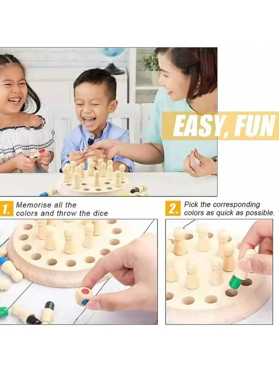 Memoria in legno Match Stick Gioco di scacchi a colori Puzzle da tavolo Giocattolo educativo Montessori Capacità cognitiva Giocattoli di apprendimento per bambini
