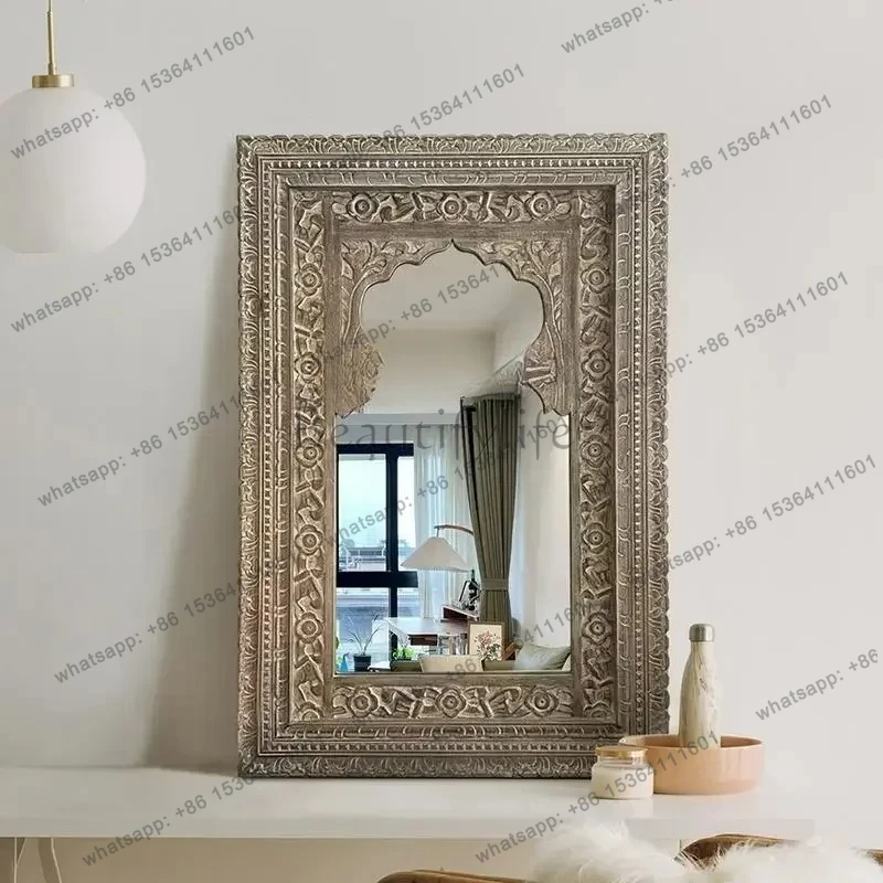 

French decoration, designer full-length mirror, wall-mounted makeup mirror, European floor mirror customization, square