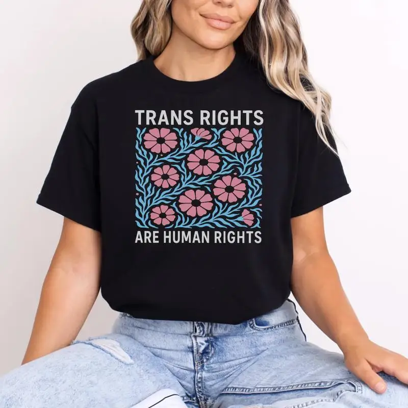 

Equality Quote Graphic T-Shirt Unisex Floral Print Cotton Tee for Human Rights Support, Pride Month or Streetwear Style