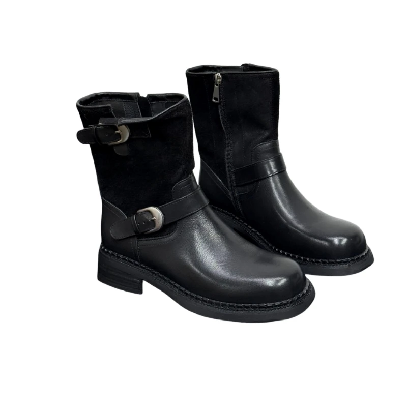 

White Boots for Women – Clean, Modern, and Chic Design Mid-Calf Work Boots – Fashionable and Comfortable Office Shoes AK1601