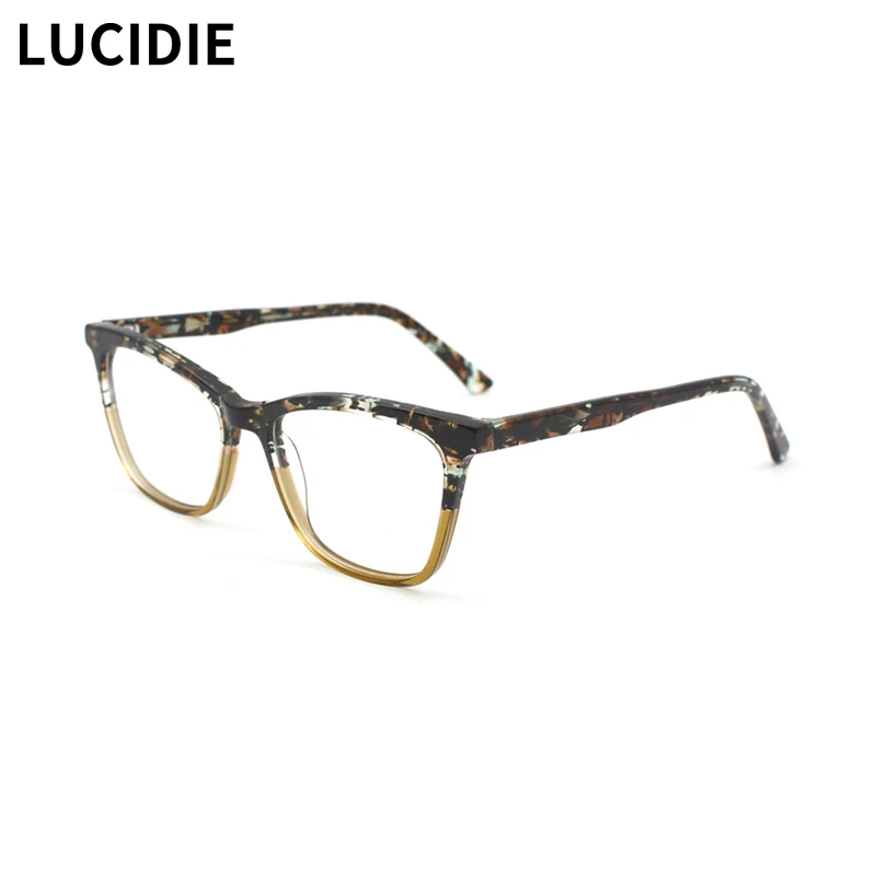 LUCIDIE Acetate Cateye Glasses Frame Women Vintage Brand Optical Myopia Prescription New Eyeglasses Women Full Eyewear HG8703