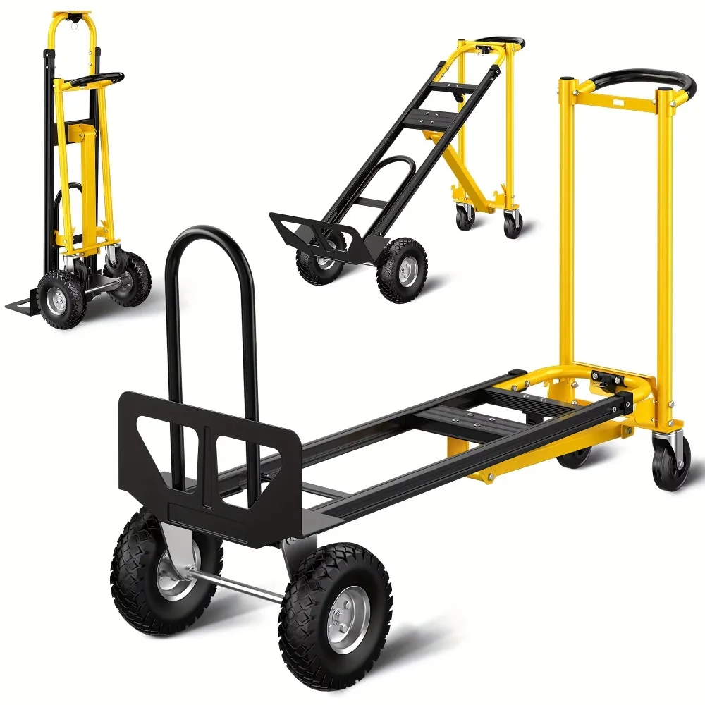 3in1 Heavy-duty Industrial Convertible Trolley Equipped with Stair Crawler Wheels Adjustable Height and Folding Design