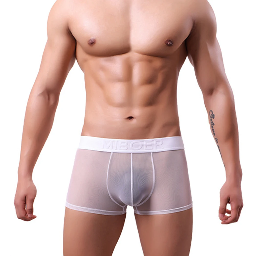 Sexy Men\'s See Through Underwear Low Waist Trunks 5 Spandex 95 Polyester Brand New Condition Classic Style Lightweight Fabric