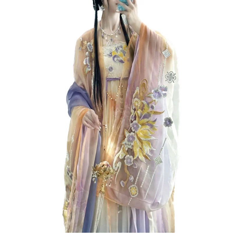 Hanfu kostum Cosplay Halloween wanita, baju Hanfu tradisional Cina kuno, pakaian pesta fotografi bepergian musim panas