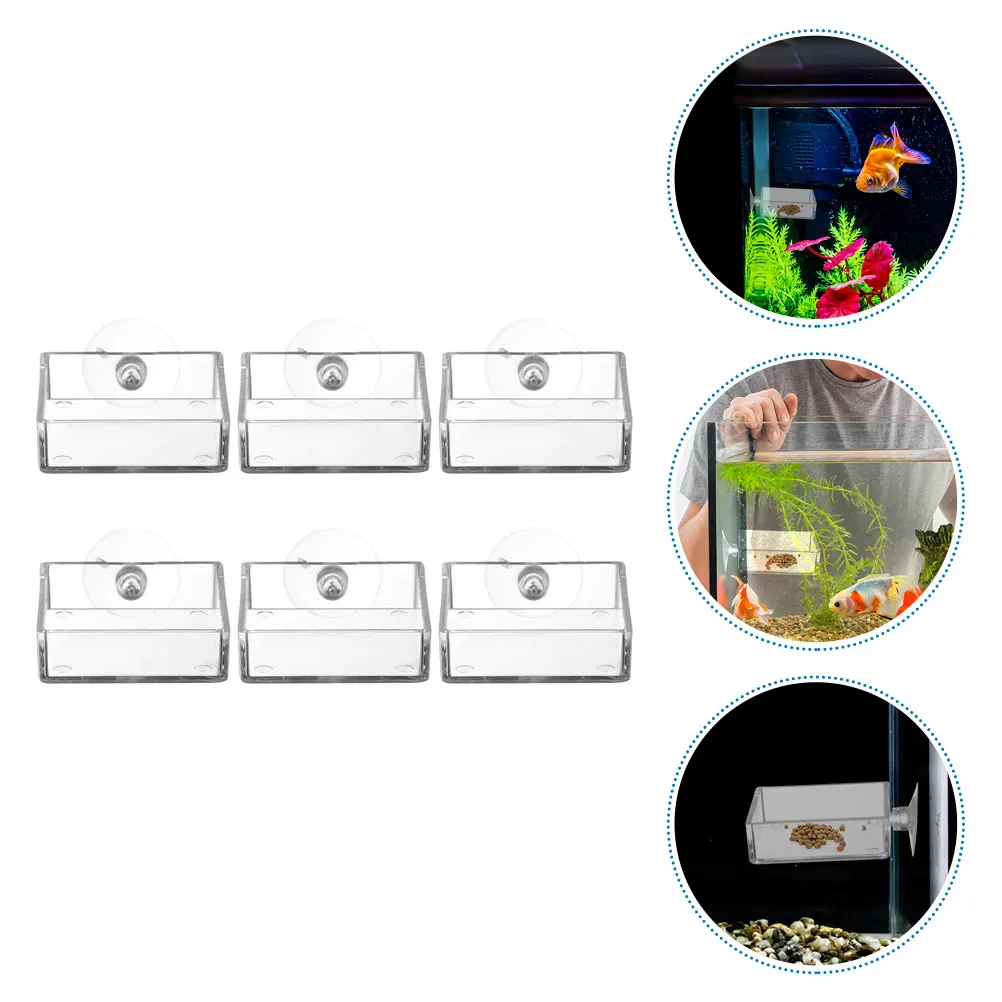 

6pcs Fish Feeder Aquarium Acrylic Feeding Dish Clear Compact Fish Bowl Feeding Tray Shrimp Food Holder Reptiles Food Dish