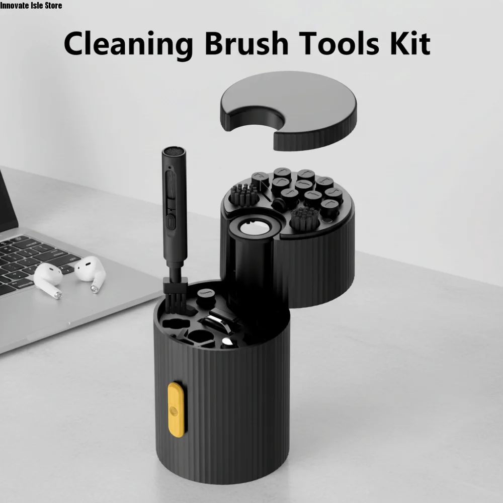 Magnetic Rotating Computer Cleaning Brush Tools Kit Portable Bracket Design Electronic Cleaning Set Multipurpose Screen Cleaning