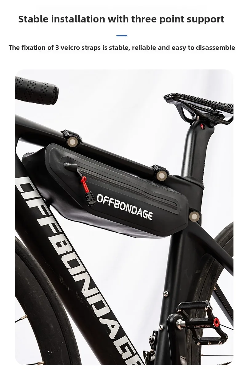 OFFBONDAGE 2L Fahrradtasche Dreieckstasche für Fahrradrahmen Wasserdichte MTB Rennrad Rahmentasche Unterrohrtasche – Detail 3