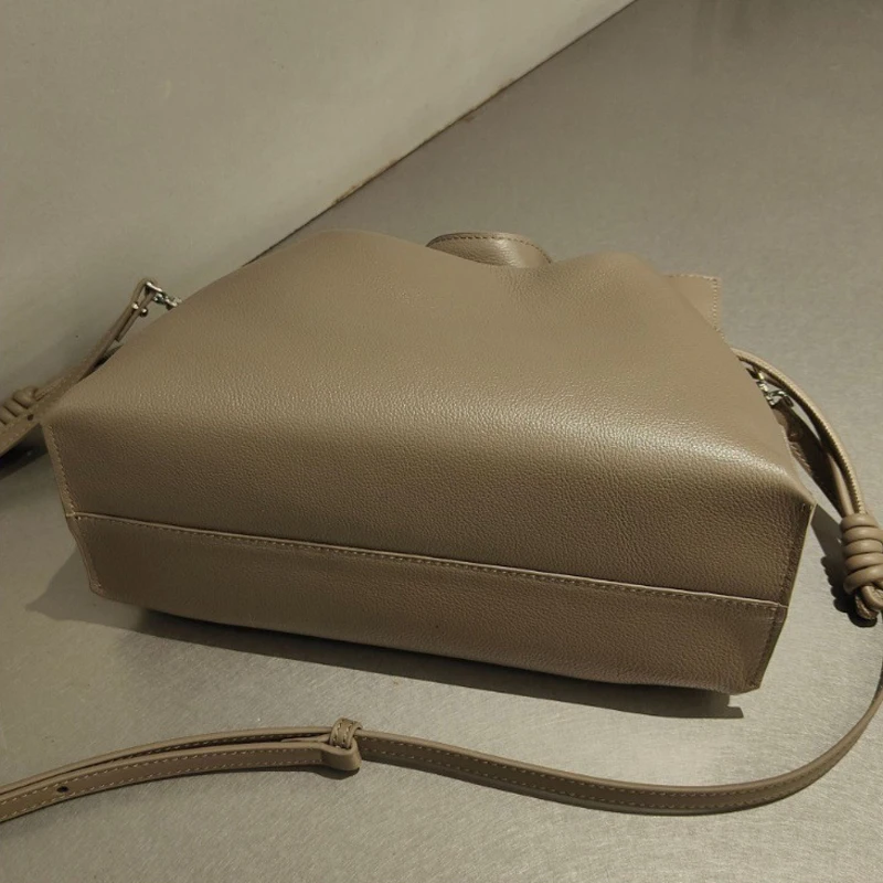 Custom Initials Leather Bucket Bags For Women Luxury Designer Handbag Purse 2026 New In Cowhide Weaving Handle Underarm Shoulder