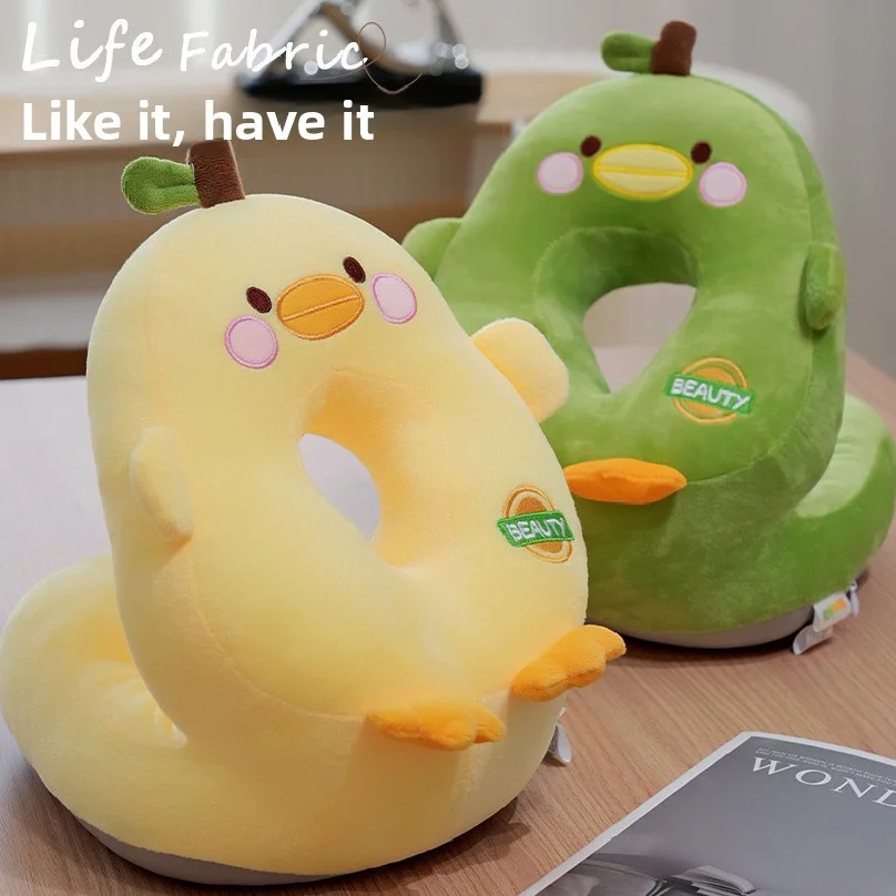 Portable Cartoon Plush Nap Pillow Animal Pattern Wear Resistant Desk Rest Pillow Soft Hollow Hole Sleeping Pillow Office
