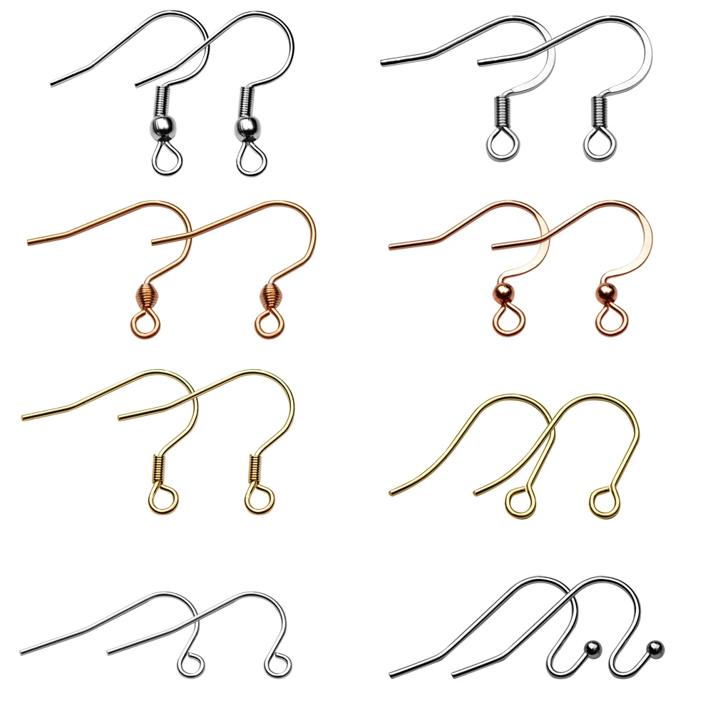 50pcs High Quality 316L Rose Gold Stainless Steel Earring Clasps Hooks Earwire For Diy Jewelry Making Accessories Supplies