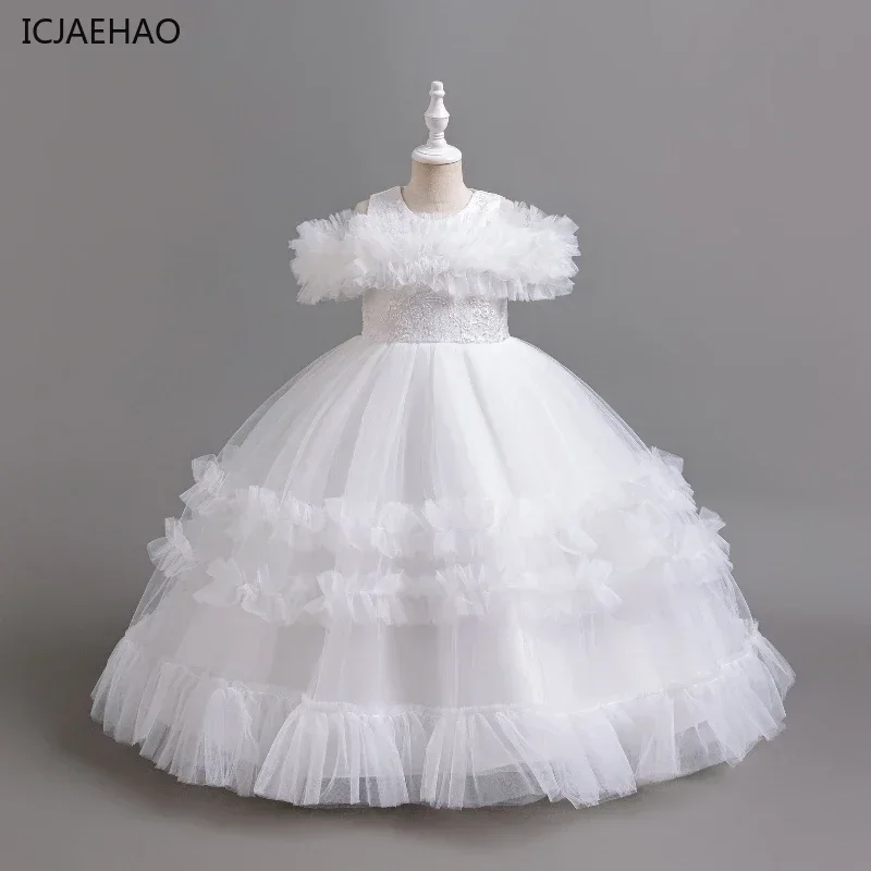 2025 menina tutu criança vestidos de baile de casamento vestido robe vestido de luxo para festa elegante enfant fille combinando 4 6 8 10 12 anos roupa