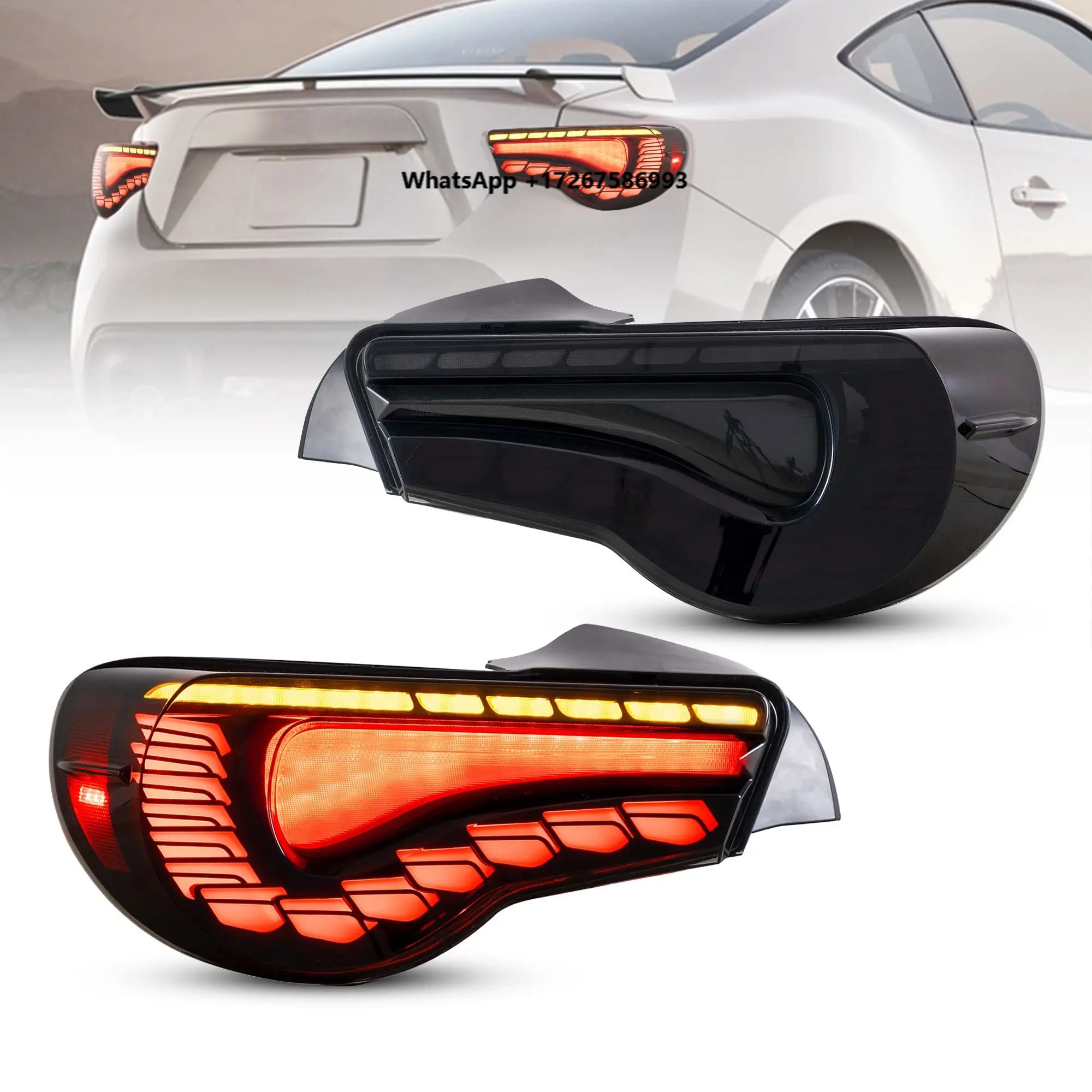 

For BRZ 6 2013-2020 LED Tail Lamp Fit Scion FR-S W/ 3D Dragon Scale Dynamic Animation Sequential Red Set