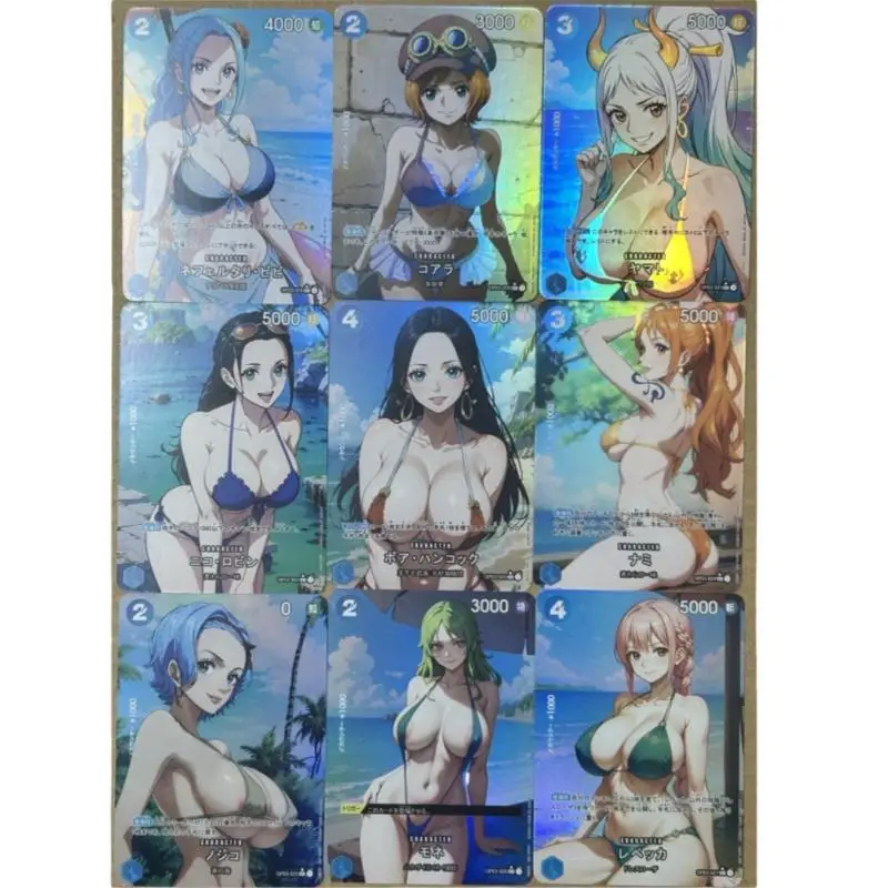 One Piece Boa Hancock Nami Sexy Beach Swimwear Self Made Color Flash Anime Game Characters Collection Card Diy Toys