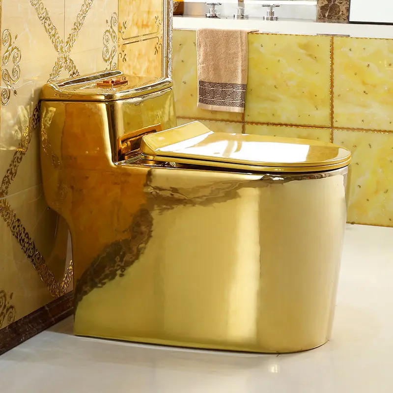 ZL @European-style golden toilet, super swirl siphon, silent pumping toilet, personalized home creative toilet