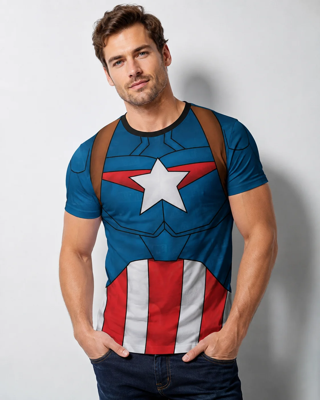 Superhelden-Cosplay-Print Sommer Kurzarm Sport Gym T-Shirt Unisex Erwachsene Kinder Freizeitoutfit für den täglichen Sommergebrauch