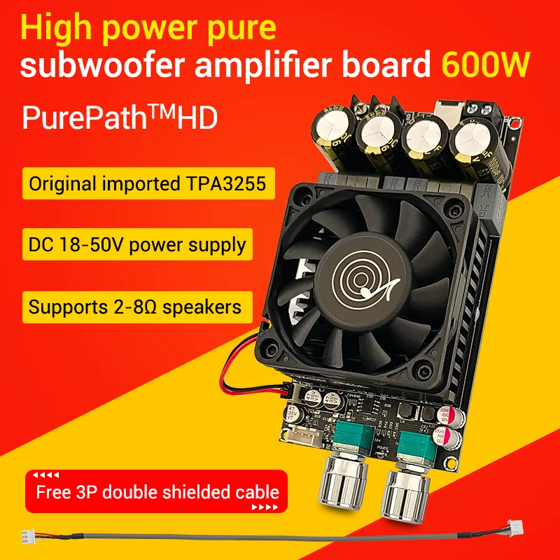 ZK-6001 DC 18-20V активная панель усилителя сабвуфера, фильтрация нижних частот, одноканальная регулировка частоты и громкости 600 Вт TPA3225