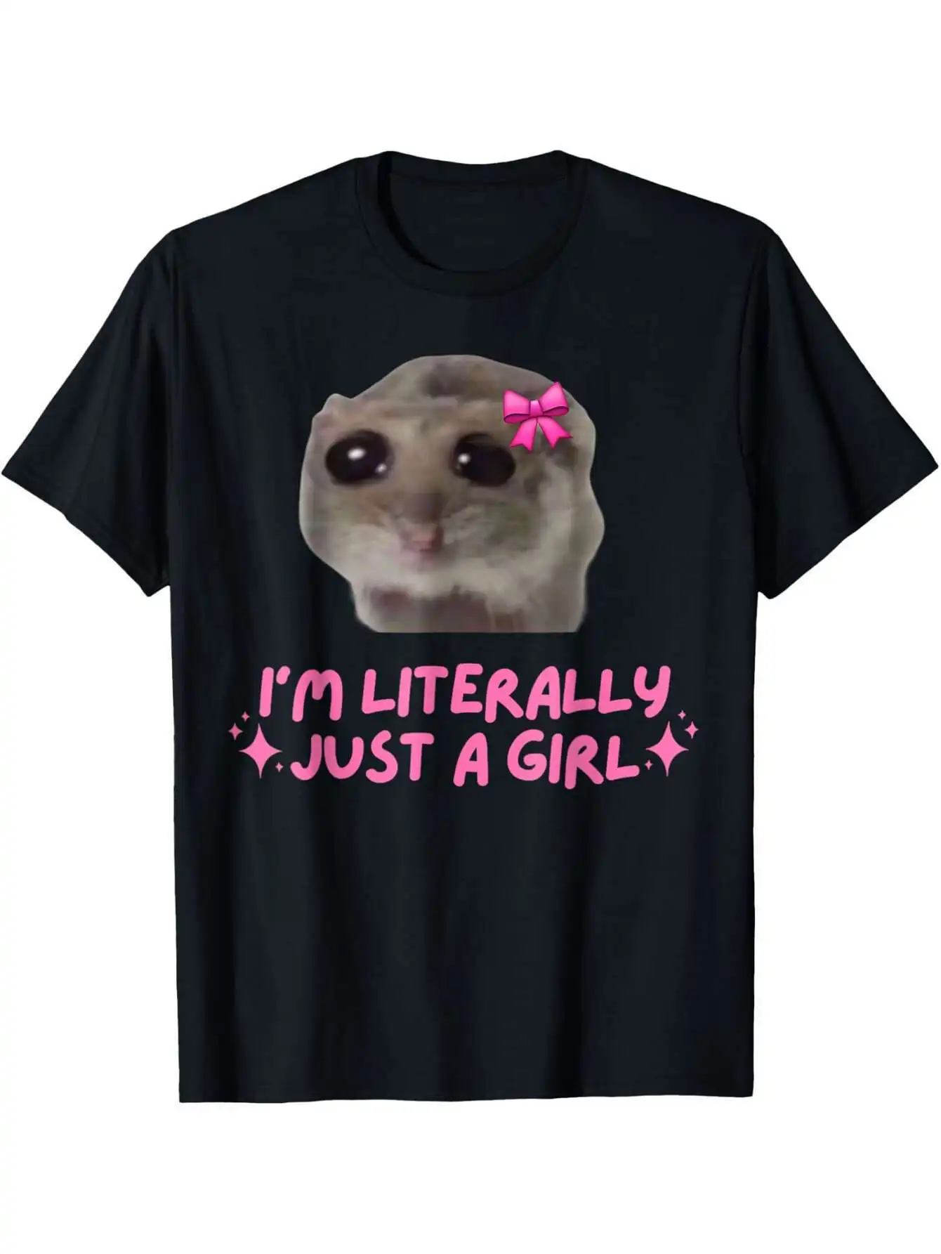 

Funny 'I'm Literally Just a Girl' Hamster Meme T-Shirt - 100% Cotton, Comfort Fit, Short Sleeve