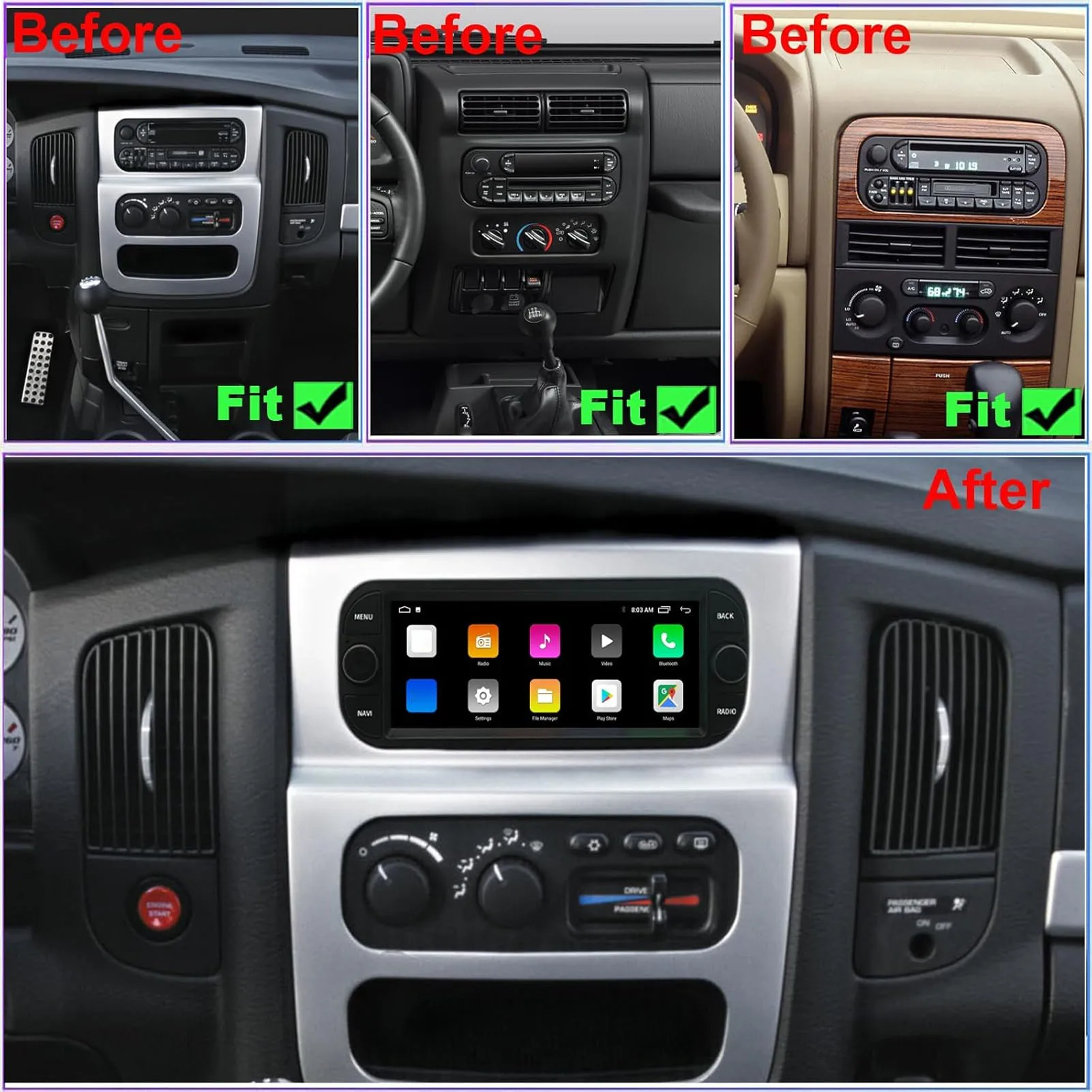 Touchscreen Car Radio 1024x600 Car Radio Split Screen Function 6.86 Inch  Screen Wireless Fidelity Bluetooth for Android 13